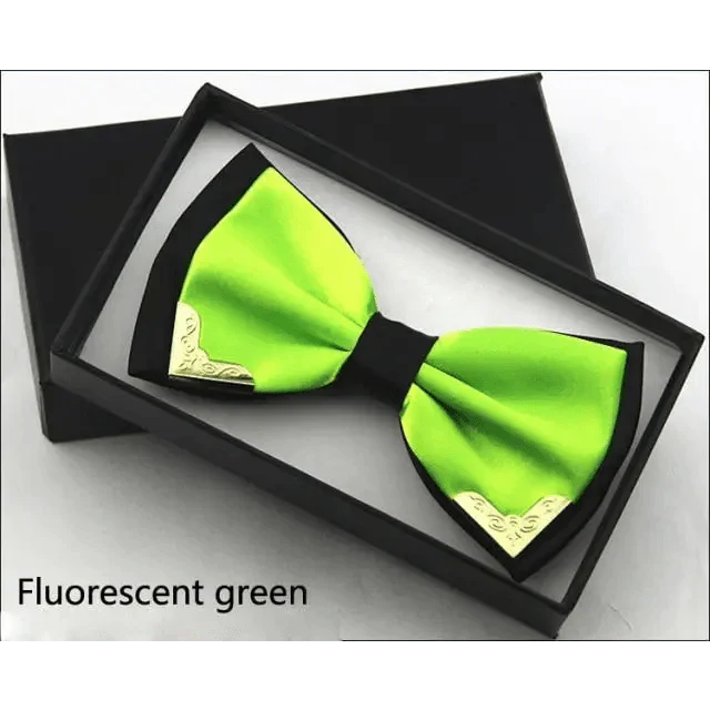 White Men Elegant Polyester Butterfly Bowtie Metal Corners Wedding Bowtie Party Bow Ties