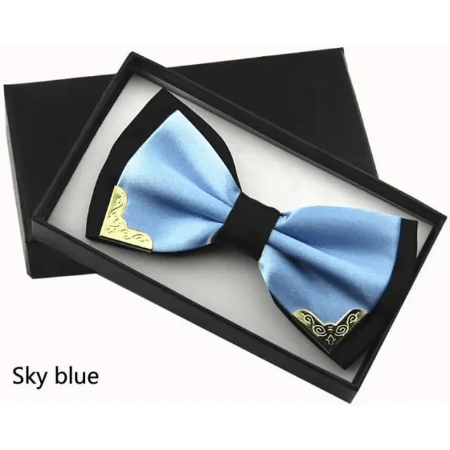 White Men Elegant Polyester Butterfly Bowtie Metal Corners Wedding Bowtie Party Bow Ties