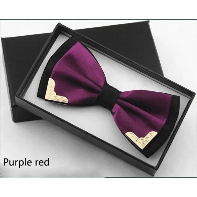 White Men Elegant Polyester Butterfly Bowtie Metal Corners Wedding Bowtie Party Bow Ties