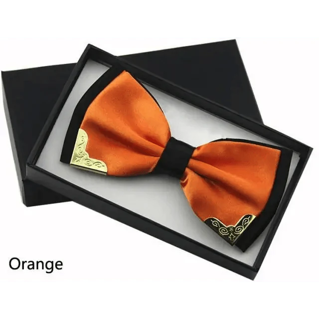 White Men Elegant Polyester Butterfly Bowtie Metal Corners Wedding Bowtie Party Bow Ties