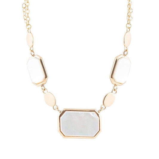 Collier plastron en nacre blanche et bronze doré