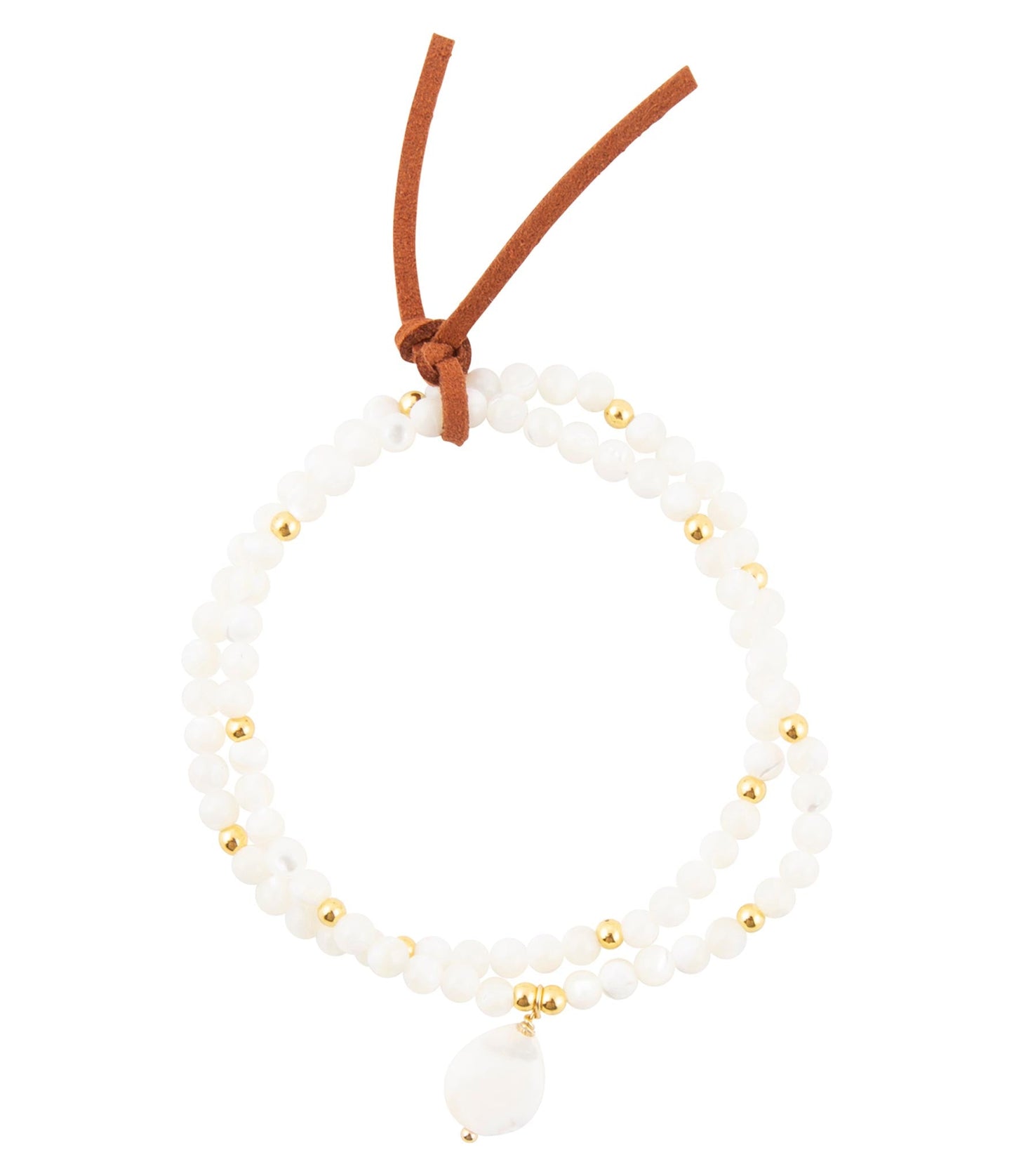 Bracelet extensible doré Nacre Blanche