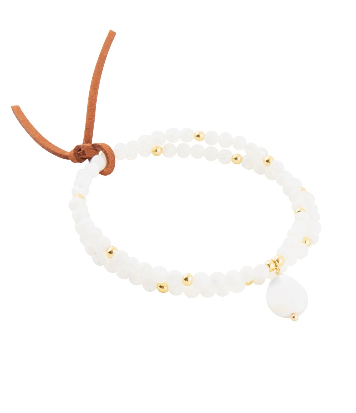Bracelet extensible doré Nacre Blanche