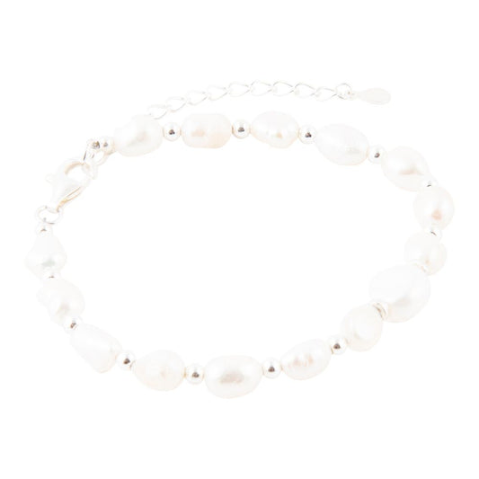 Bracelet en argent sterling perles de culture blanches