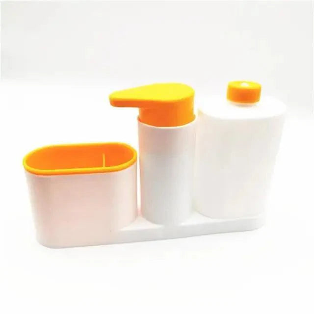 White Smart Kitchen Soap Dispenser Bathroom Accessories Liquid Soap Dispenser Simple Storage Box With Tank 3 IN 1 Cleaning Sponge Brush Holder Soap Pump Kitchen Gadgets