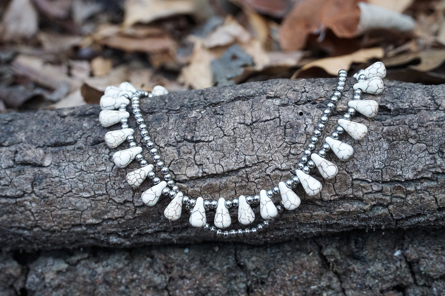 Cheville Bohème Réglable Argent avec Perles Goutte Blanches pour Femmes
