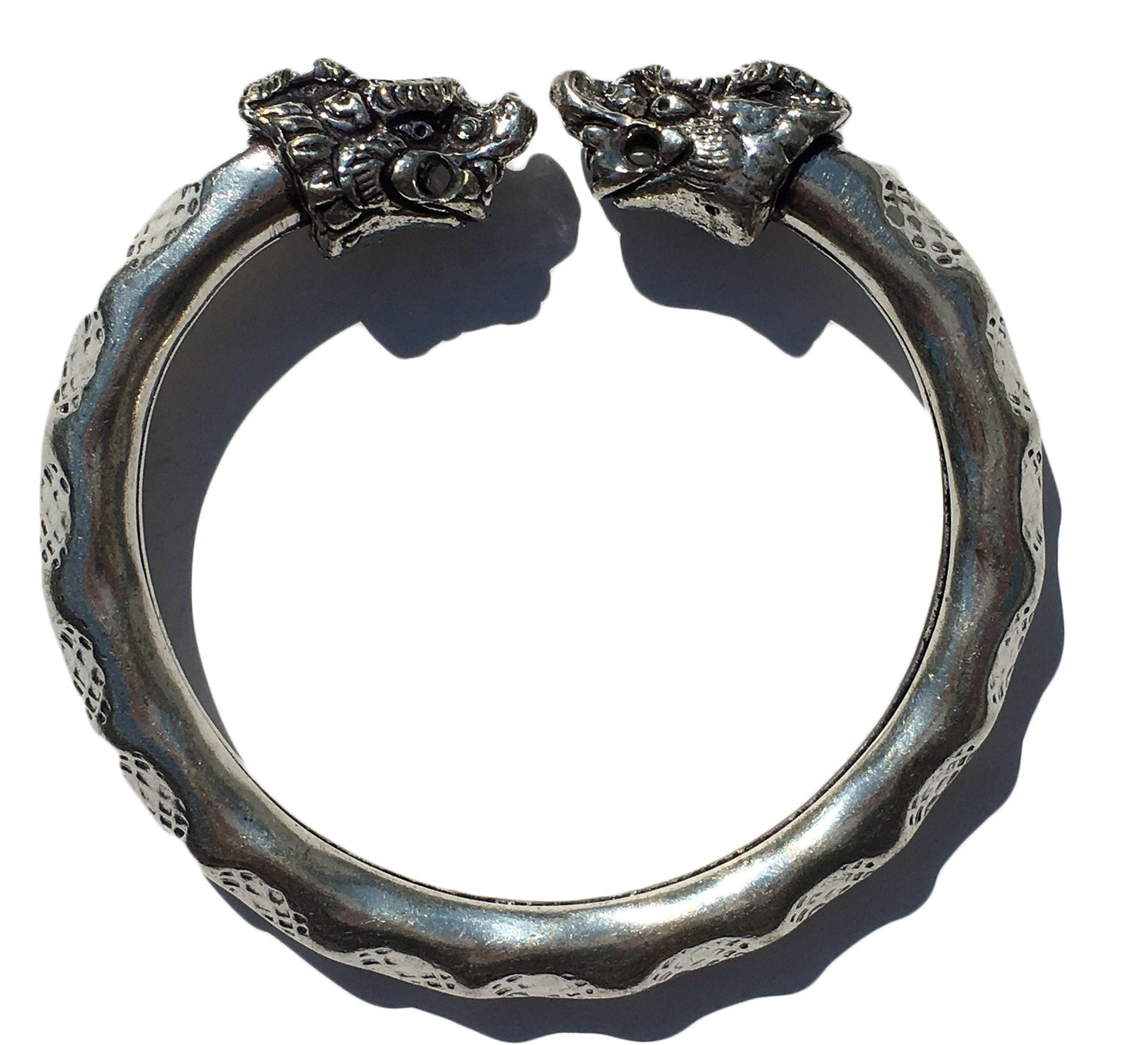 Antique Norse Viking Bracelet with Lion Heads & Waved Pattern