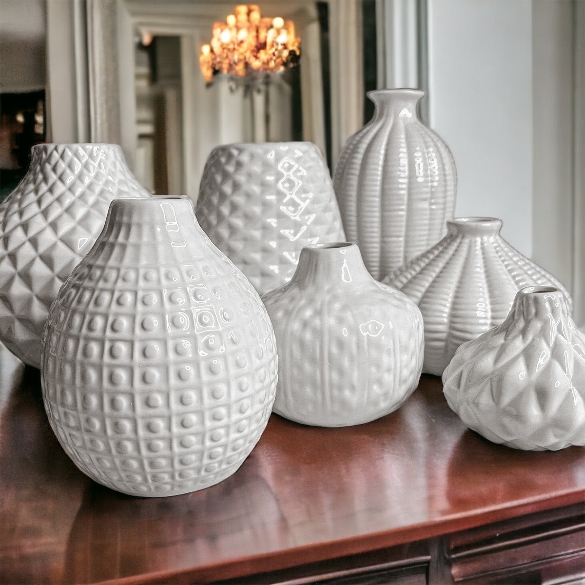 Whitney Ceramic Vases White Artisan Decorative Vase Set Or Single For Mantel
