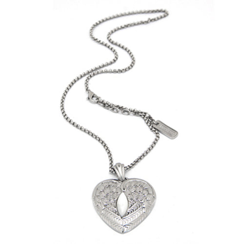 Collier pendentif cœur ailé en nacre pour femme