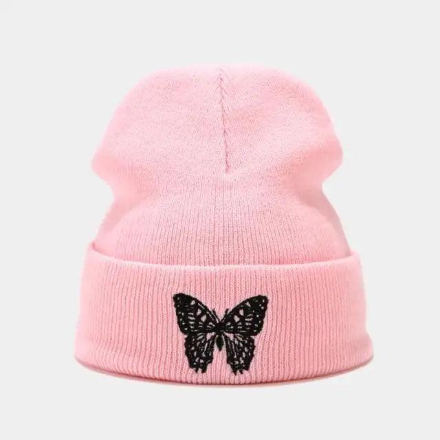 Winter Comfortable Butterfly Warm Caps Soft Elastic Outdoor Elegant Cap For Women And Men Stretchy Cold Weather Caps