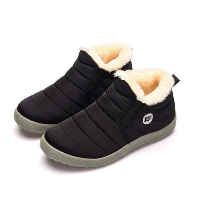 Chaussures d'hiver imperméables pour hommes, baskets de mode, chaussures de travail chaudes d'extérieur pour hommes, chaussures confortables, chaudes, décontractées, à enfiler, pour la marche en extérieur, imperméables et douces