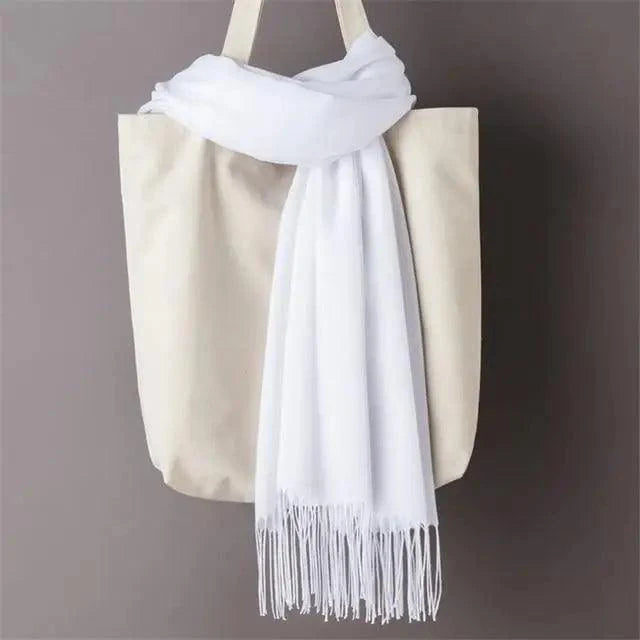 Winter Women Scarf Female Scarves For Women Solid Shawl Wraps For Winter Casual Wear Travel Friendly Wool Tassel Scarf Fashion Solid Color Toddler Soft Warm Scarves