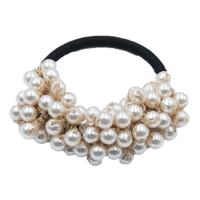Woman Big Pearl Hair Ties Fashion Korean Style Hairband Scrunchies Girls Ponytail Holders Rubber Band Hair Accessories Ponytail Holder Accessories for Women And Girls