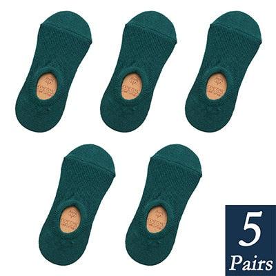 Women's Cute Cotton Invisible No Show Non-Slip Summer Candy Solid Color Silicone Short Socks Fashion Thin Ankle Boat Socks