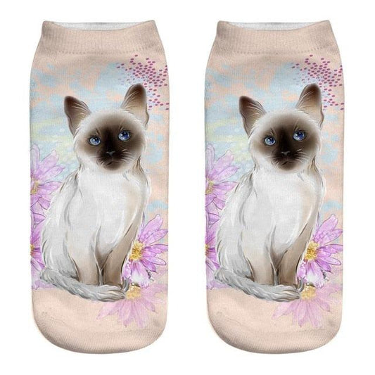 Women's Funny Animal Cute 3D Print Kitten Socks Women Ankle Socks Unisex Socks Fashion Socks Cartoon Cat Fashion Style Casual Boat Socks For Men And Women