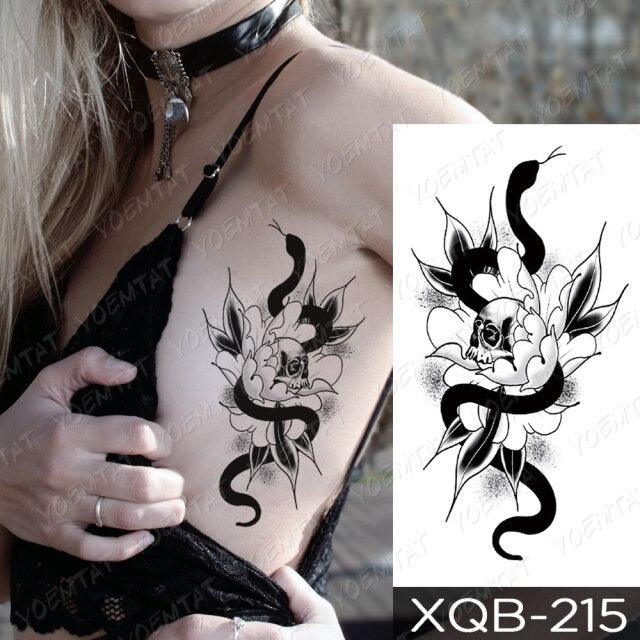 Womens Waterproof Temporary Tattoo Sticker Blue Flower Luxury Big Tatoo For Body Arm