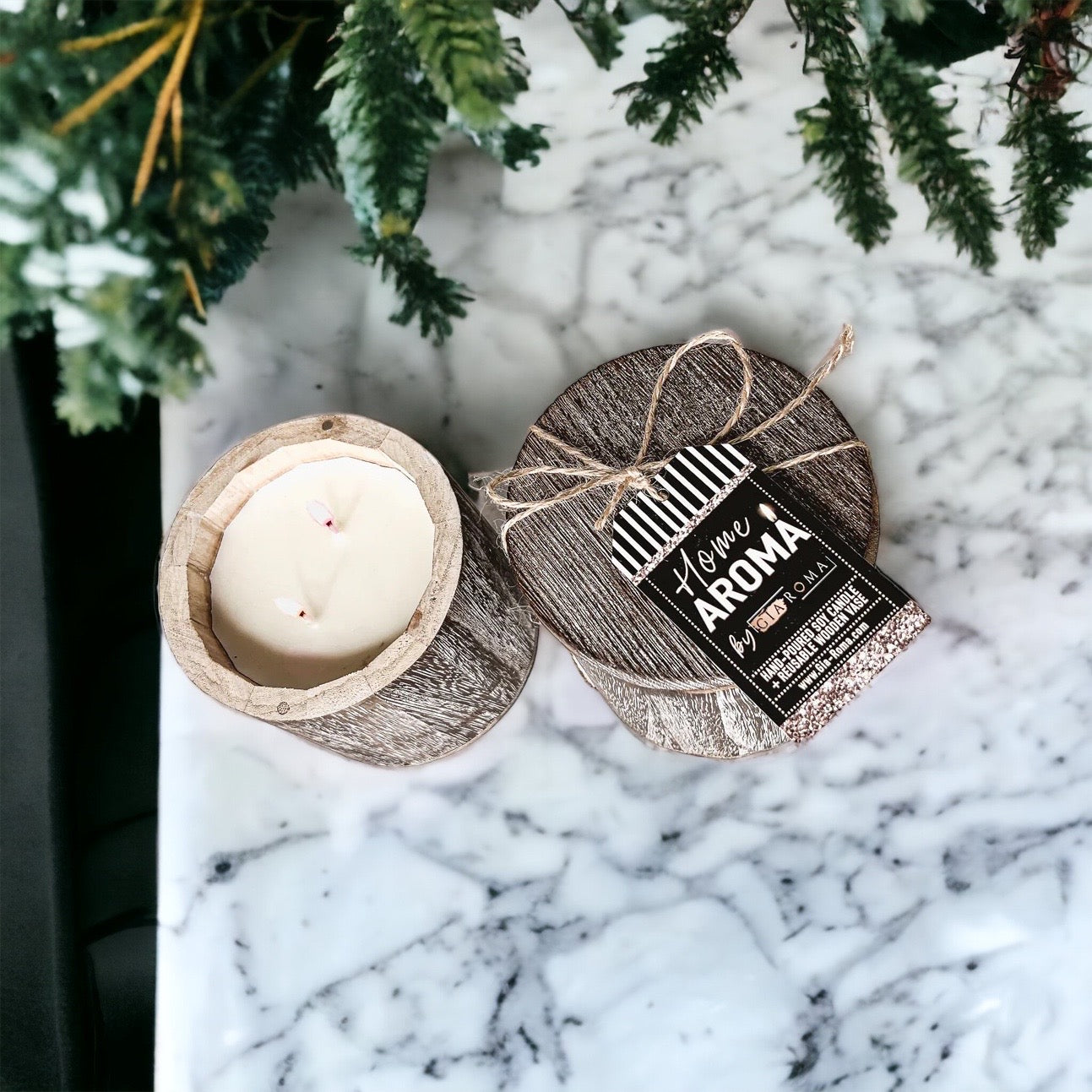 Vase à bougie en bois – Pot à bougie parfumée réutilisable avec couvercle en bois, multi-usage
