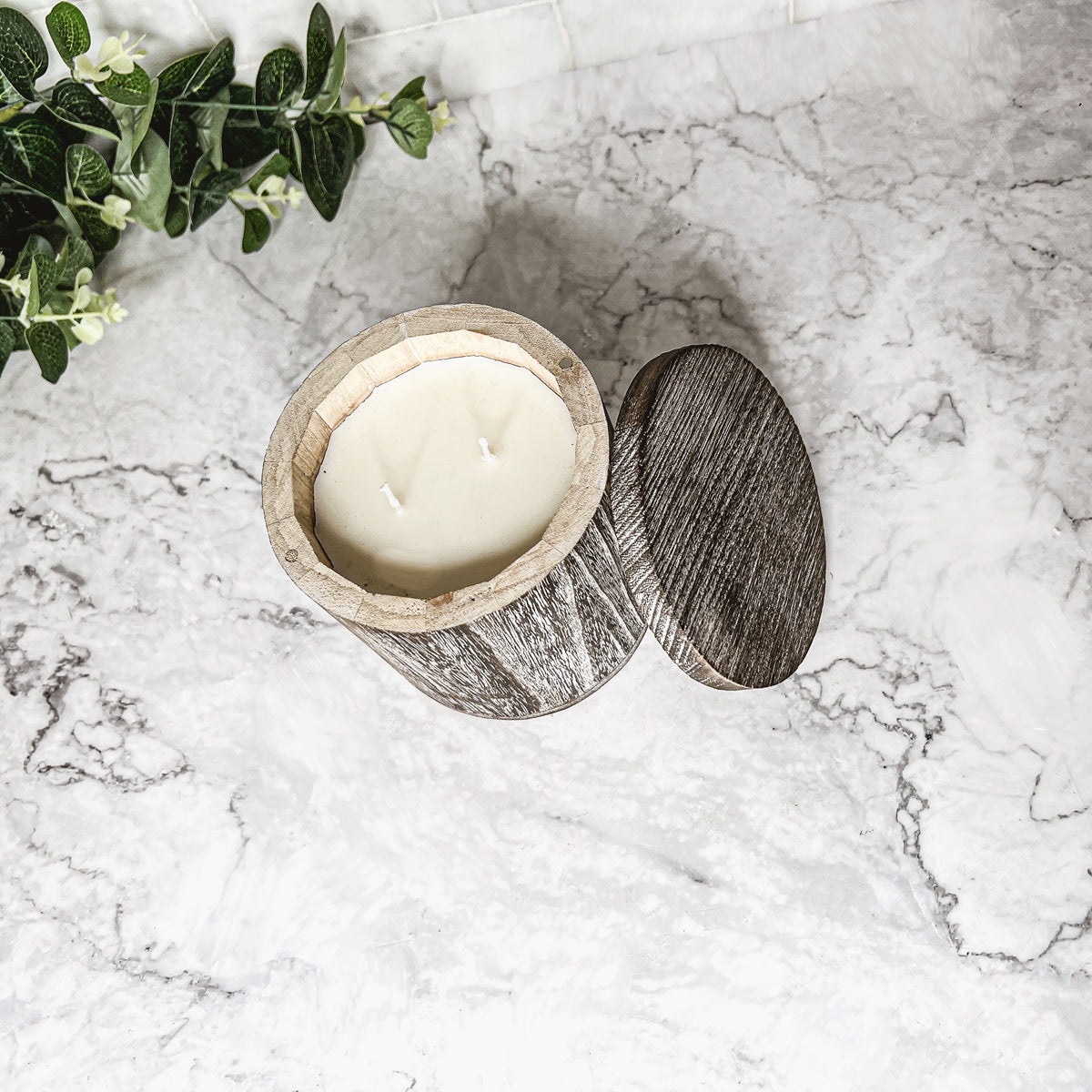 Vase à bougie en bois – Pot à bougie parfumée réutilisable avec couvercle en bois, multi-usage