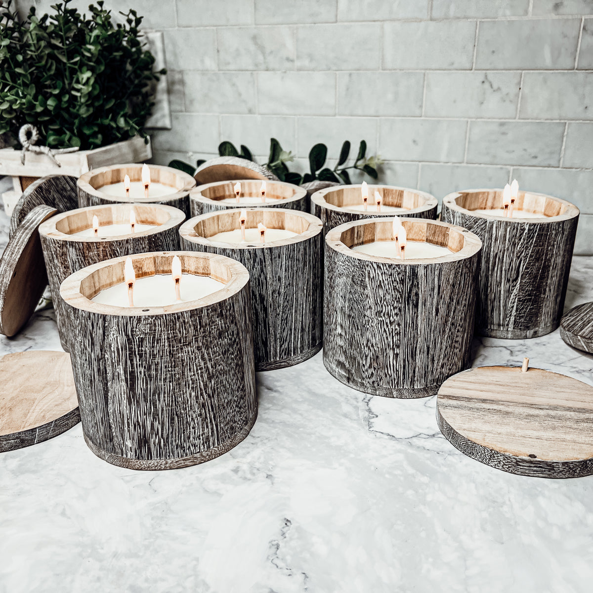 Vase à bougie en bois – Pot à bougie parfumée réutilisable avec couvercle en bois, multi-usage