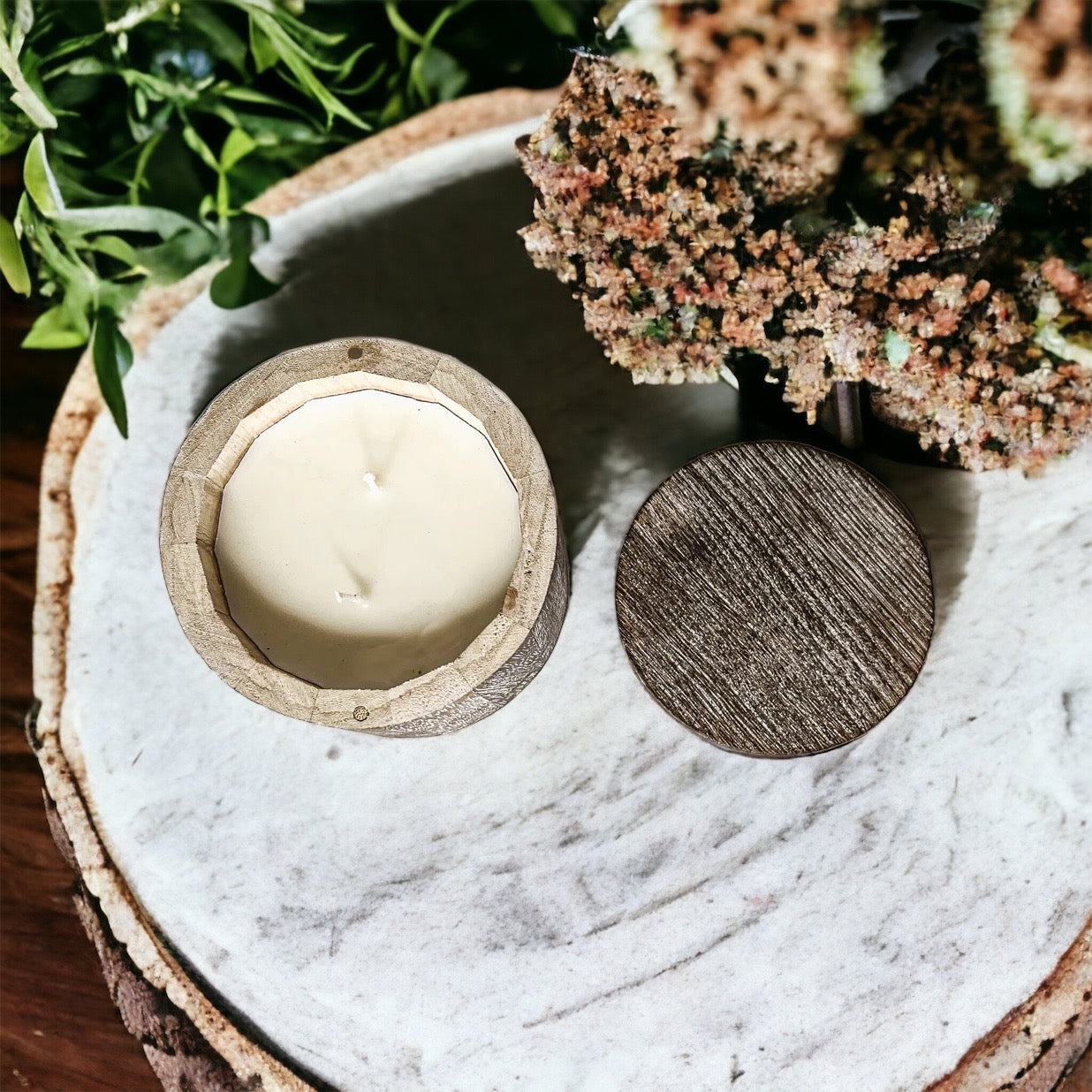 Vase à bougie en bois – Pot à bougie parfumée réutilisable avec couvercle en bois, multi-usage