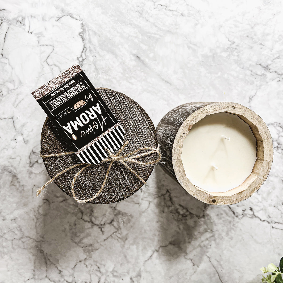 Vase à bougie en bois – Pot à bougie parfumée réutilisable avec couvercle en bois, multi-usage