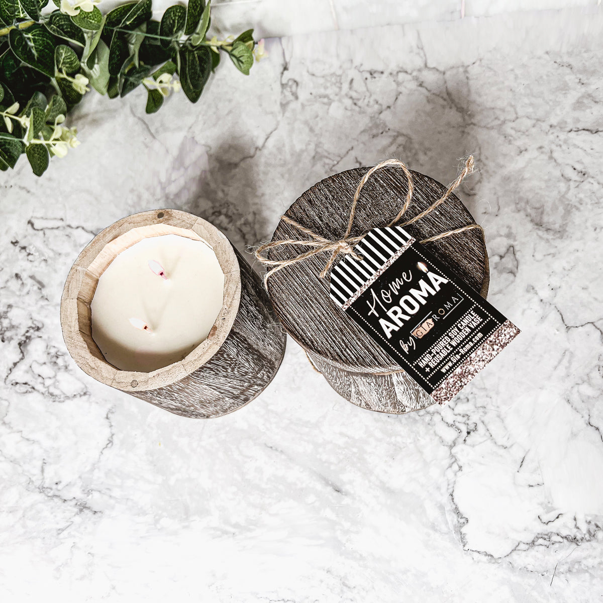 Vase à bougie en bois – Pot à bougie parfumée réutilisable avec couvercle en bois, multi-usage