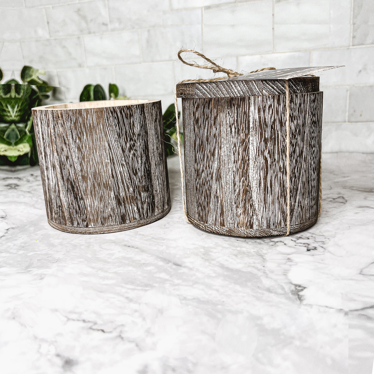 Vase à bougie en bois – Pot à bougie parfumée réutilisable avec couvercle en bois, multi-usage