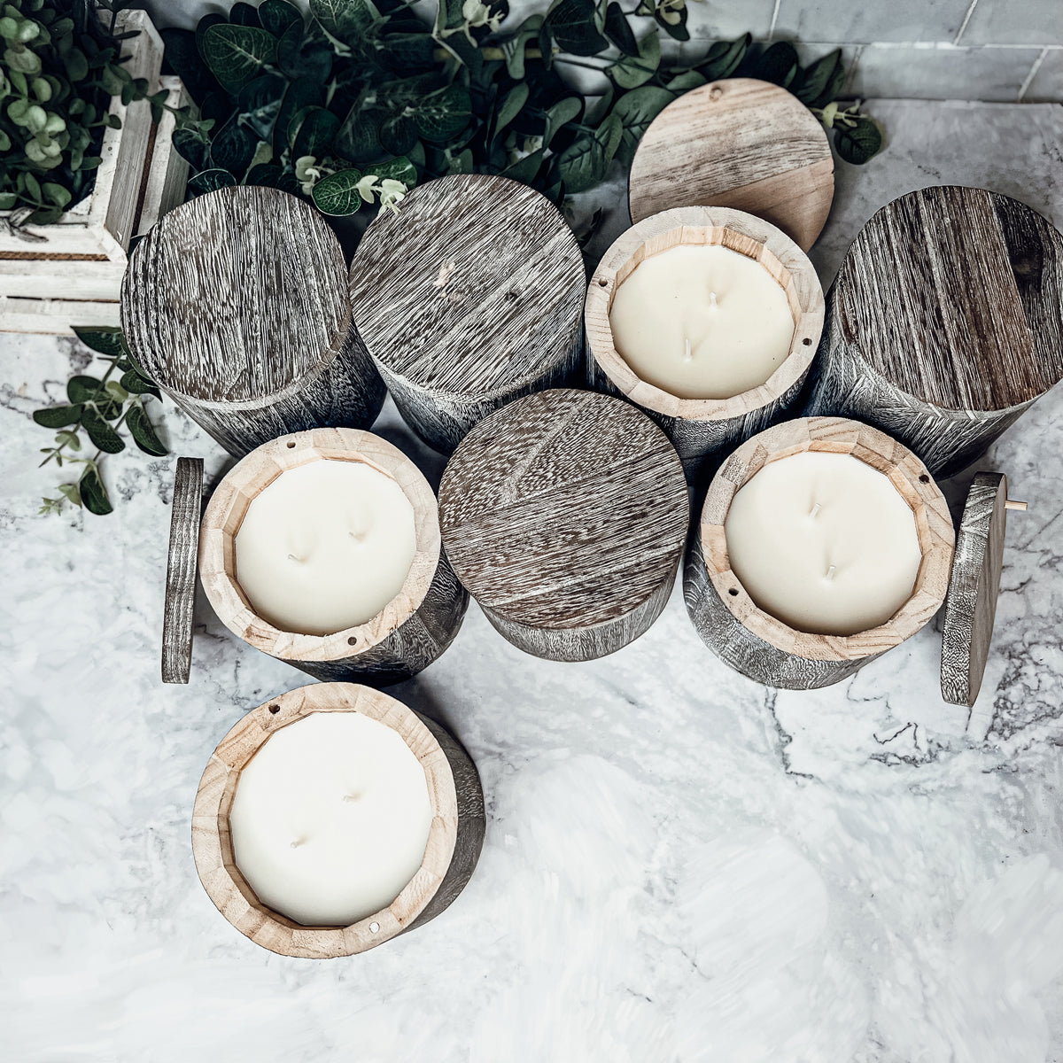 Vase à bougie en bois – Pot à bougie parfumée réutilisable avec couvercle en bois, multi-usage