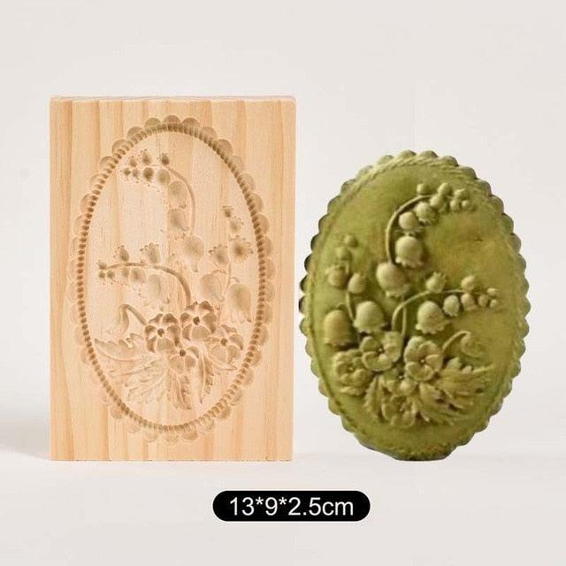 Wooden Cookie Mold Cutter Wooden Gingerbread Cookie Moulds Press 3D Cake Embossing Baking Mold Rose Flower Cutter Bakery Gadgets Cookies, Wooden Cookie Cutter, Funny Wooden Cookie Molds For Baking, Gingerbread Mold, Pine Cone Mold, Cake Mold