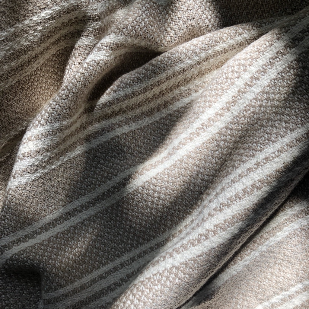Jeté turc en coton tissé à rayures, léger, avec franges