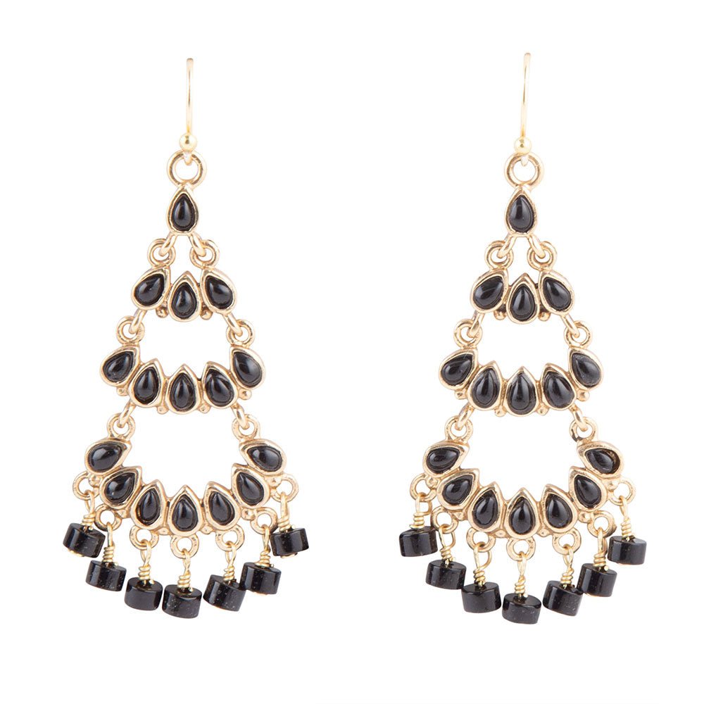 Ohrringe Xavier Black Onyx Kronleuchter
