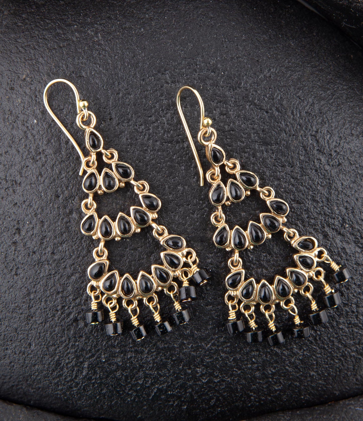 Ohrringe Xavier Black Onyx Kronleuchter