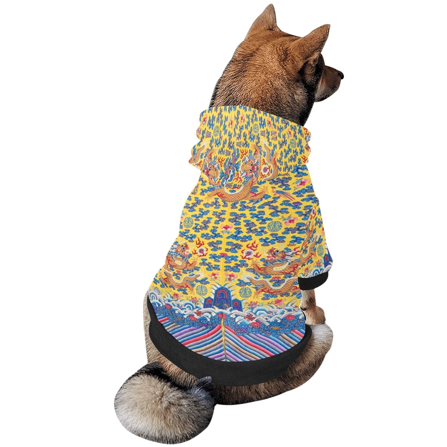 Yellow Qing Dynasty Dragon Button Hoodie