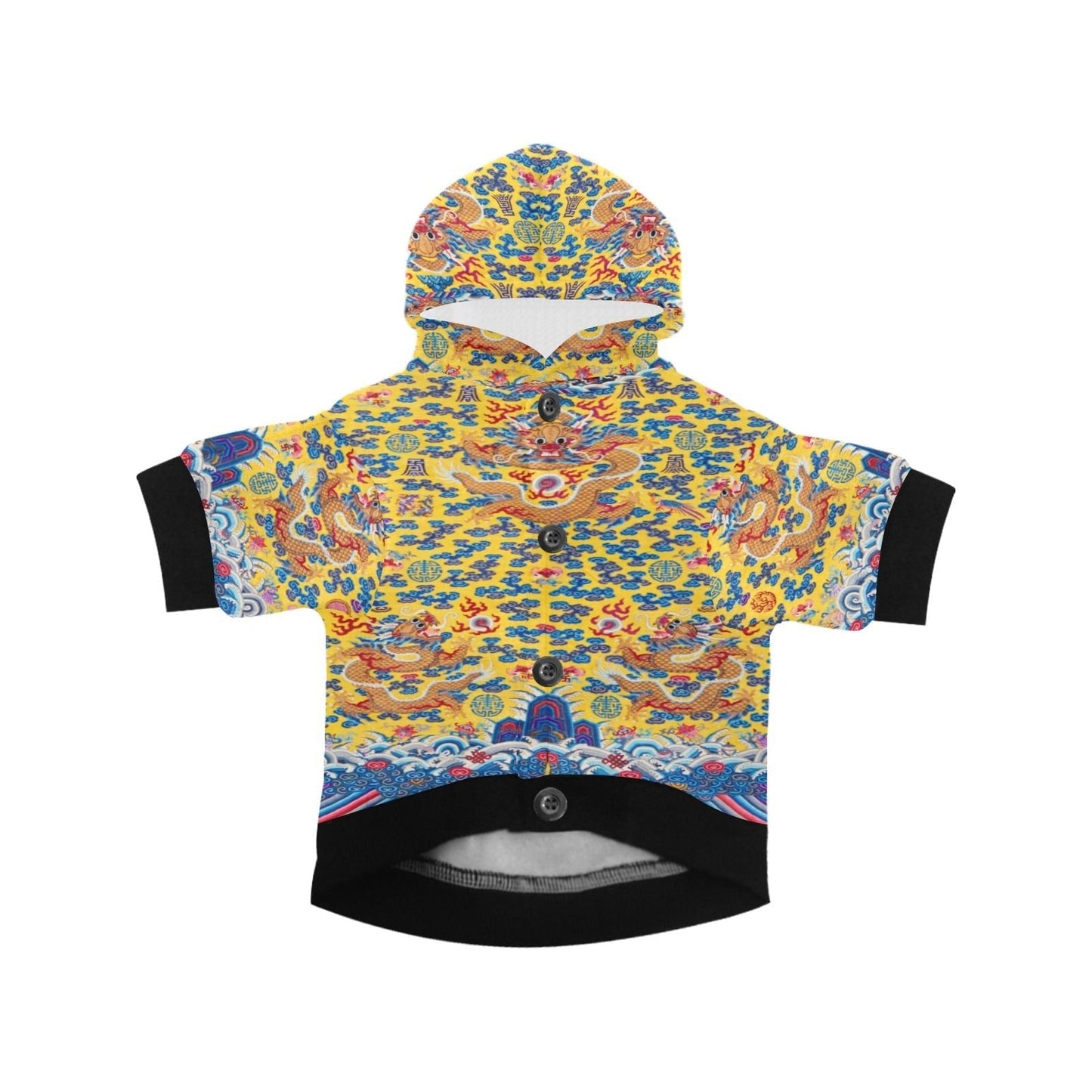 Yellow Qing Dynasty Dragon Button Hoodie