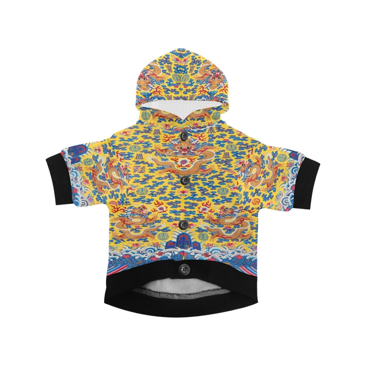 Yellow Qing Dynasty Dragon Button Hoodie