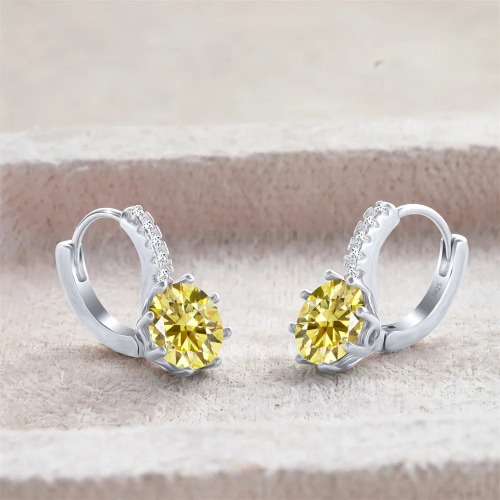 2 Carat Moissanite Drop Earrings Sterling Silver Solitaire Studs For Women