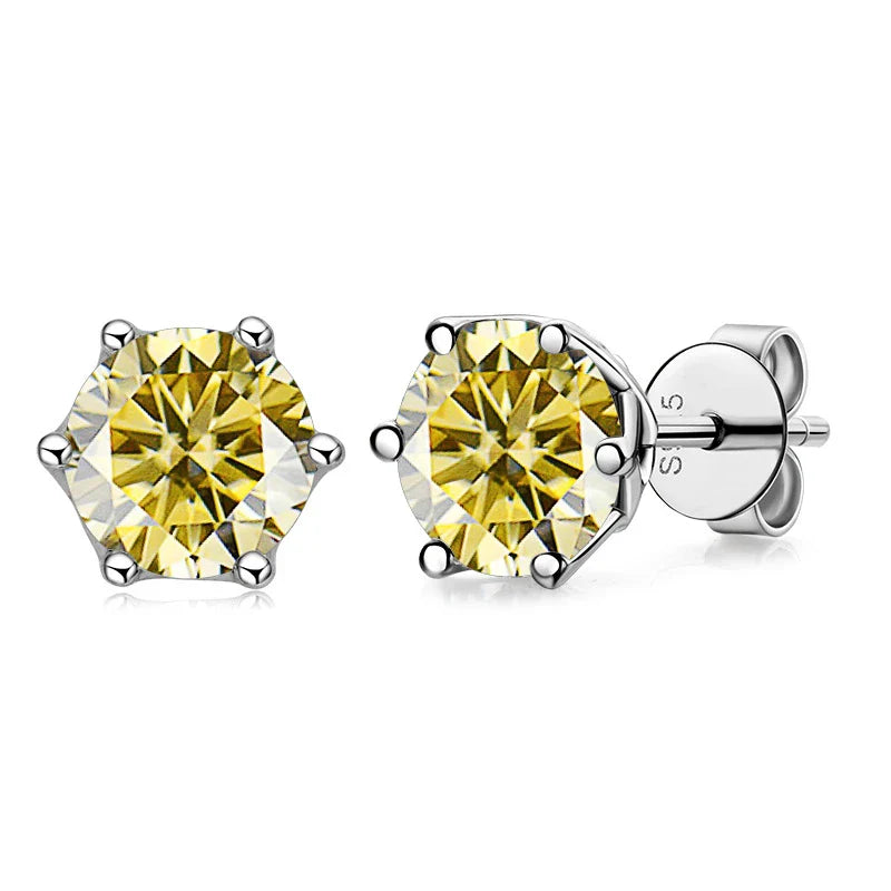 VVS D Color Russian Cut Moissanite Stud Earrings 1/2/4 CT S925 Sterling Silver
