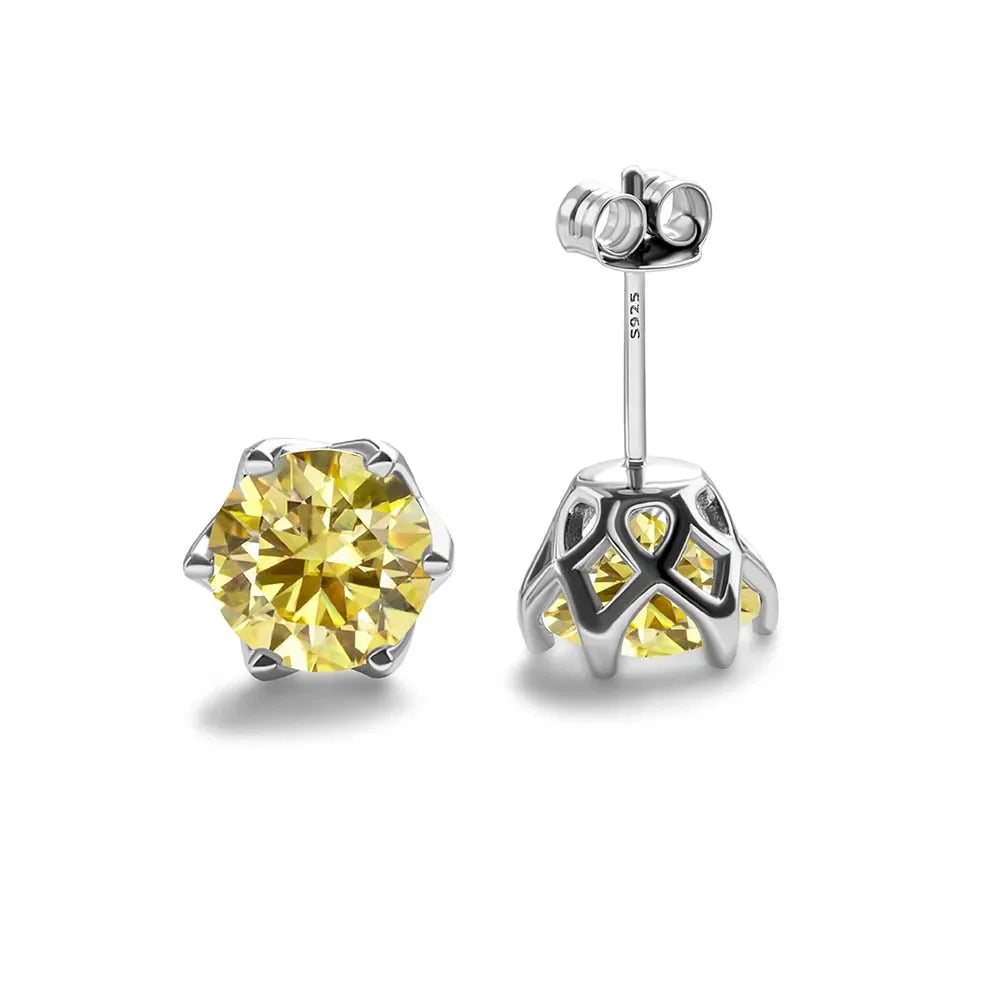 Boucles d'oreilles clous en moissanite rose et bleu roi en argent sterling S925, 0,5 1 2 carats, pour mariée