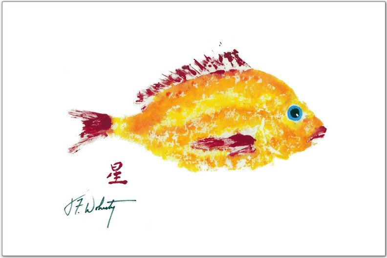 Yellow Red Scup Fish Placemat | Handmade placemat
