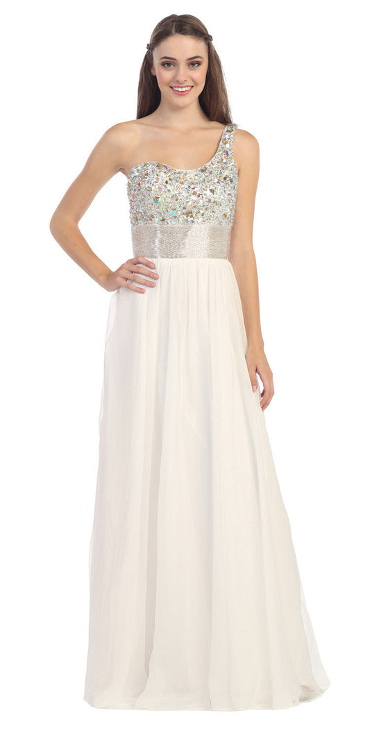 CLEARANCE - Eureka Fashion 2401 One Shoulder Corset A-Line Long Ball Gown (Size 2XL)