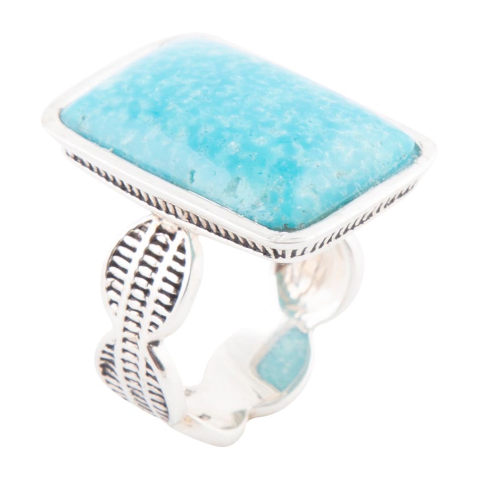 Bague en argent sterling et turquoise bleue Zion