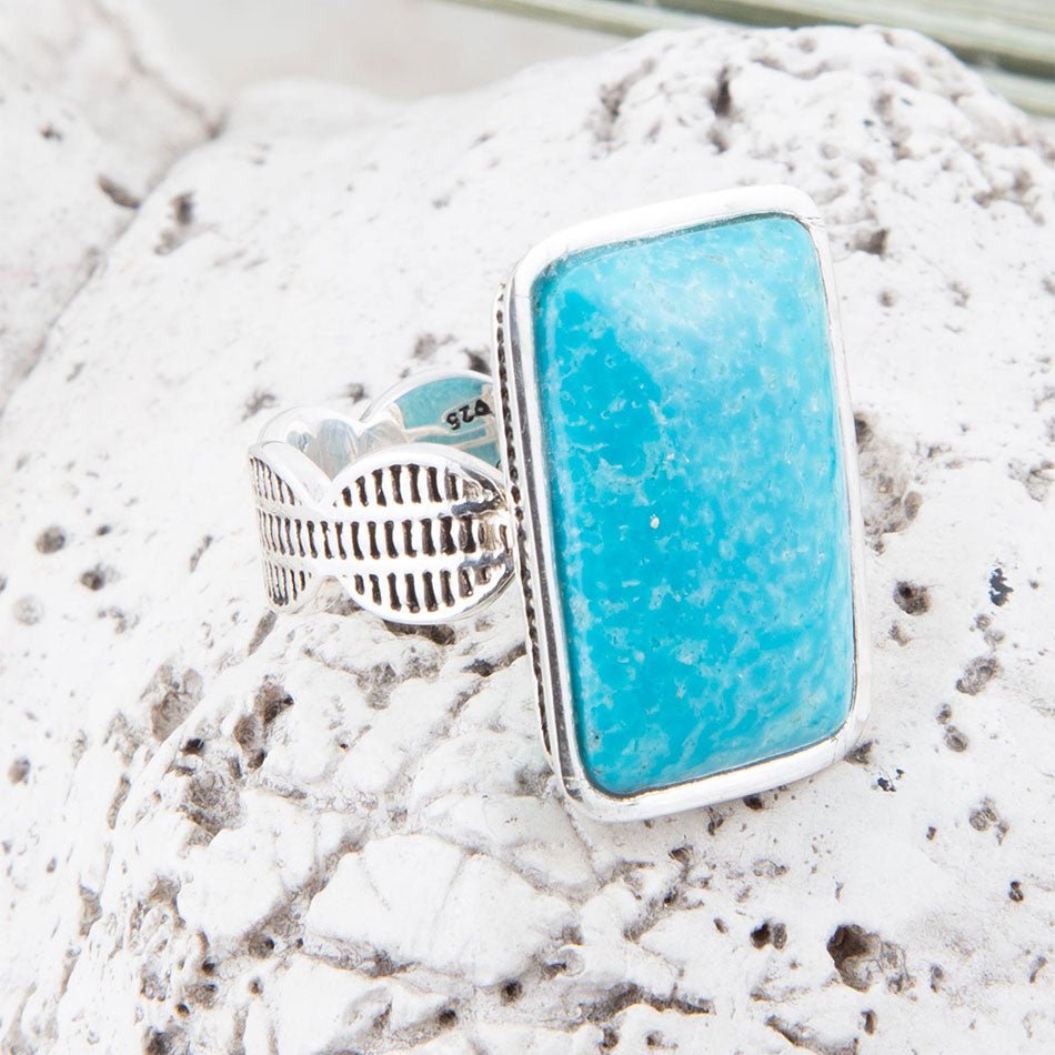 Bague en argent sterling et turquoise bleue Zion