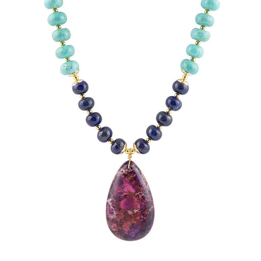 Collier pendentif multicolore violet Zion