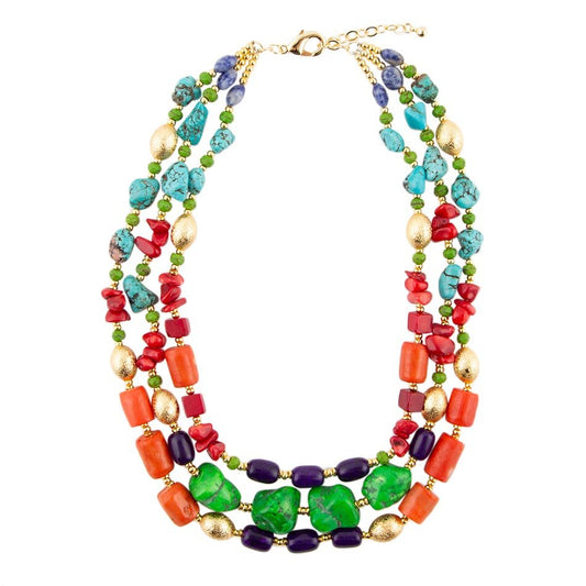 Collier multi-brins Zion doré multicolore